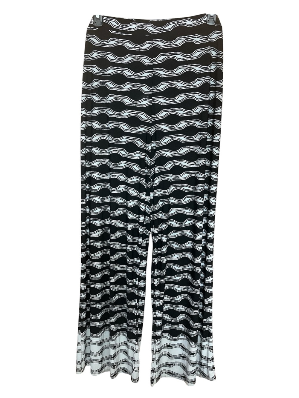 Cato Black and White Wave-Pattern Wide Leg Pants